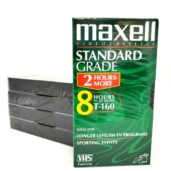 Maxell Standard Grade (8 Hours) Video Cassette T-160 Blank Tape NEW Lot of 5 - Picture 1 of 12